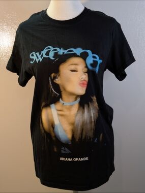 Ariana Grande Black Tee with Light Blue Graphic